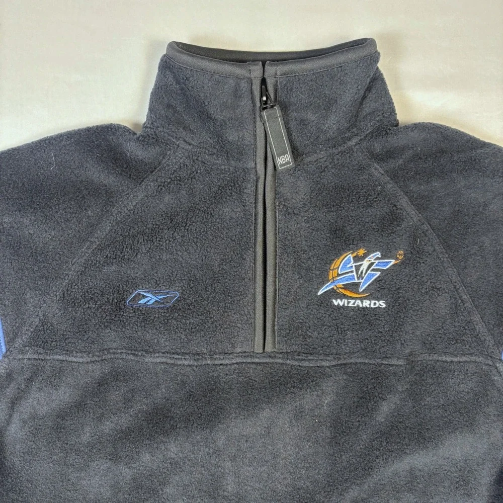 VTG Reebok Washington Wizards NBA Fleece Quarter Zip Pullover Youth Large
